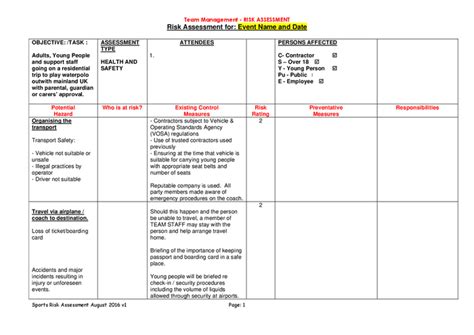 Risk Assessment Template - download free documents for PDF, Word and Excel