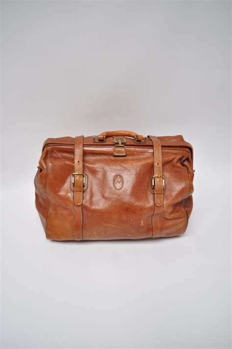 vintage leather duffle bag carry on weekender travel luggage