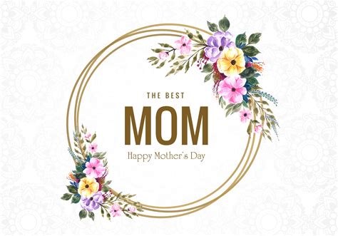 Happy Mother's Day flowers and circle frame card 1045649 Vector Art at Vecteezy