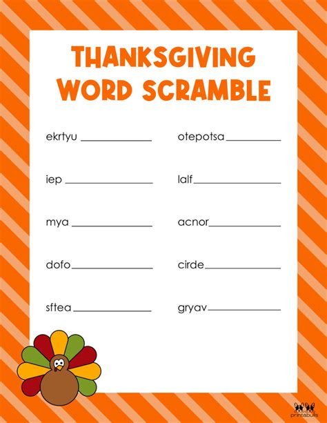 Thanksgiving Word Scrambles - 10 FREE Printables | Printabulls