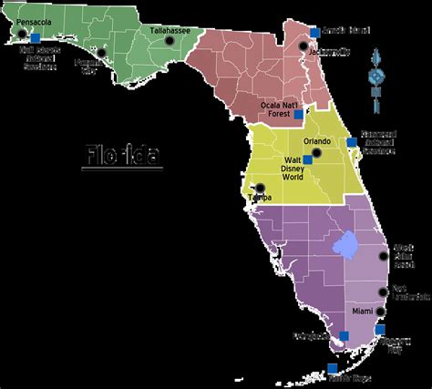 Florida Map With Cities And Towns Labeled