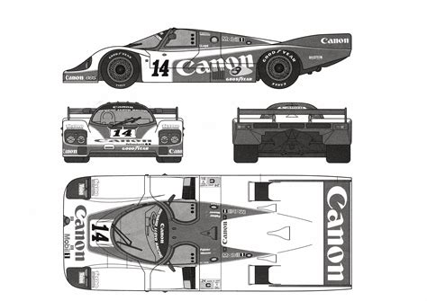 Porsche 956 Le Mans 1982 Blueprint - Download free blueprint for 3D modeling