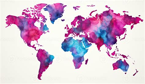 Watercolor world map. Illustration AI Generative 25403065 Stock Photo ...