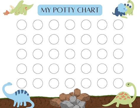 a printable potty chart with dinosaurs and rocks in the dirt on it