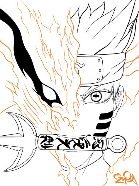 Naruto Shippuden Nine Tailed Fox Mode Drawing