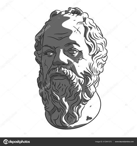 Bust Socrates Ancient Greek Philosopher Isolated White Background Place ...