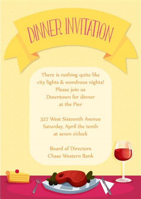 Exciting Party Vector Art: Dinner Party Vector Art Invitation Template - Designious