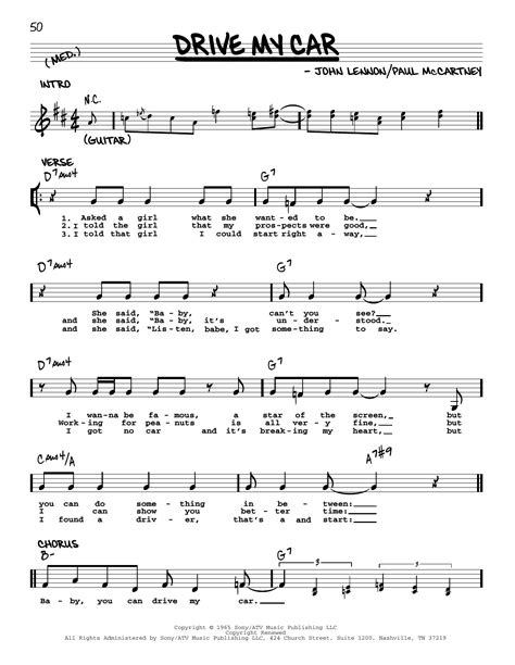 The Beatles "Drive My Car [Jazz version]" Sheet Music & Chords | Download 2-Page Printable PDF ...