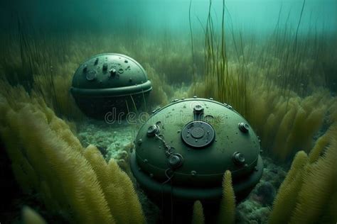 Field of Naval Underwater Mines Stock Illustration - Illustration of bomb, threedimensional ...