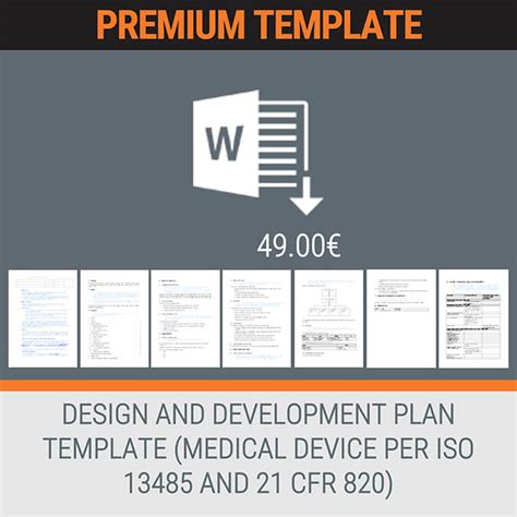 Design and Development Plan Template ISO 13485 and 21 CFR 820