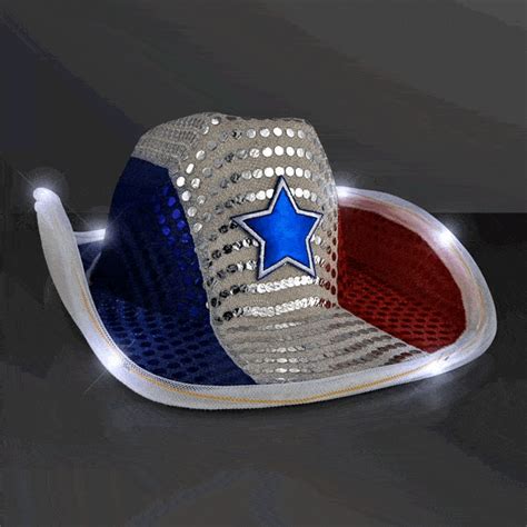 LED Flashing Cowboy Hat with Red White and Blue Sequins – Magic Matt's ...