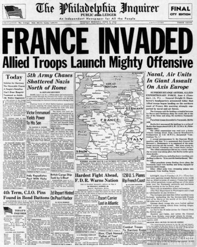 D-Day invasion of France: See WW2 newspaper headlines (1944) - Click Americana