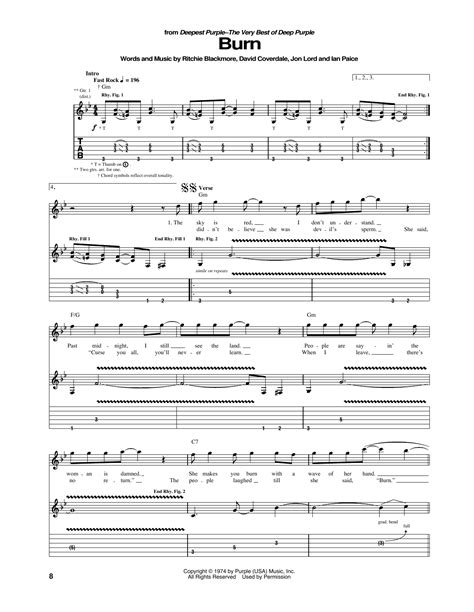 Burn by Deep Purple - Guitar Tab - Guitar Instructor