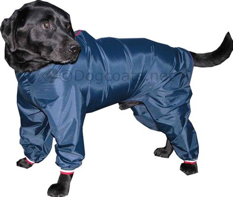 Trouser dog suit. 20inch long dog coat with legs. Navy