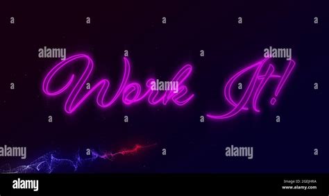 Image of the words work it in pink neon with red and blue vapour trail ...