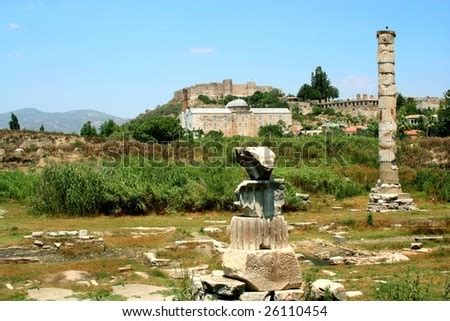 Ephesus. Ancient Greek Temple Of Goddess Artemis - One Of Seven Miracles Of Light Stock Photo ...