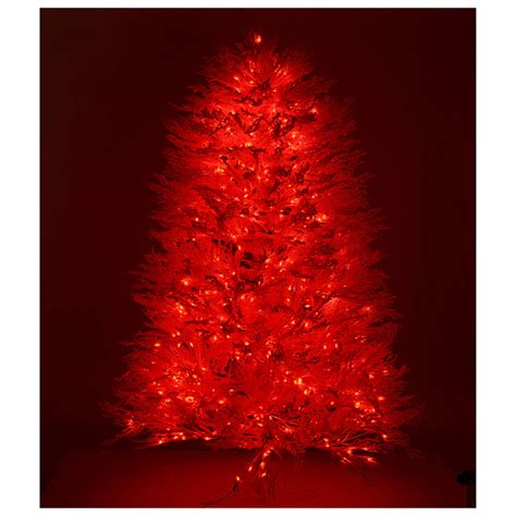 Árbol de Navidad nevado blanco 210 cm 700 luces LED rojas | venta online en HOLYART