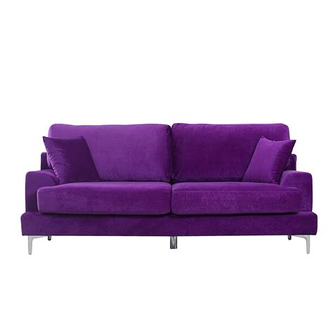 Amazon.com: Ultra Modern Plush Velvet Living Room Sofa (Purple ...