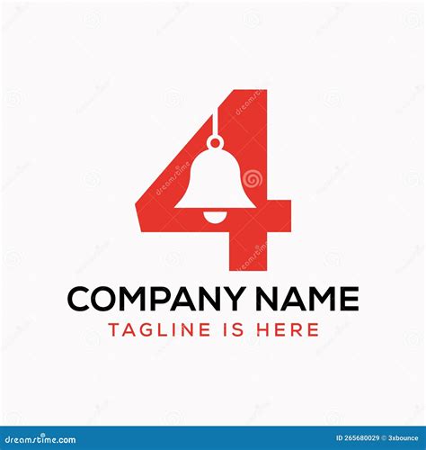 Letter 4 Cowbell Logo Concept with Hanging Bell Symbol Vector Template Stock Vector ...