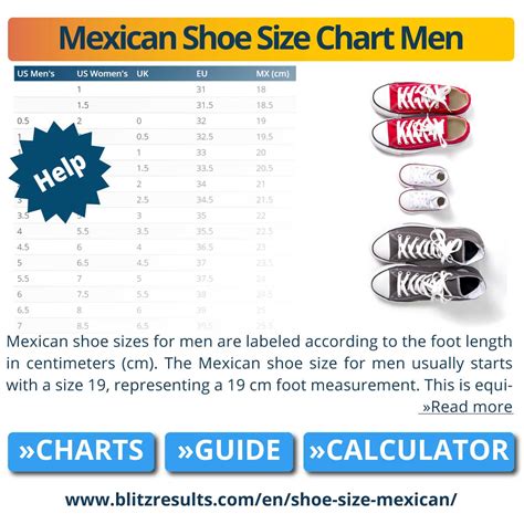 Mexican Shoe Size Conversion & Charts for Men, Women & Kids