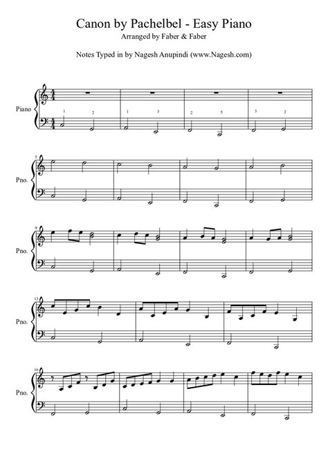 Canon by Pachelbel - Easy Piano sheet music download free in PDF or MIDI