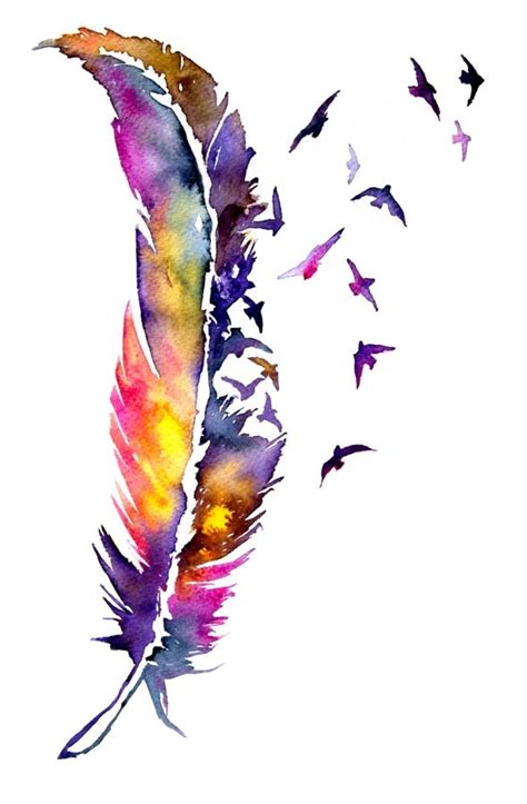 Feather Watercolor Print Feather Drawing, Watercolor Feather, Feather ...