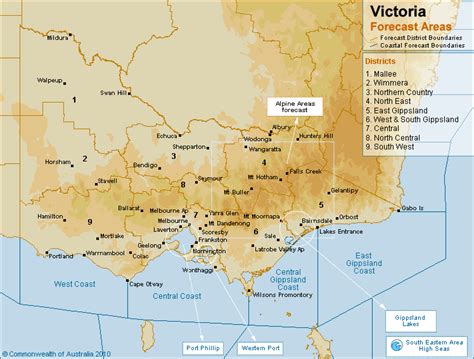 Victorian Forecast Areas Map