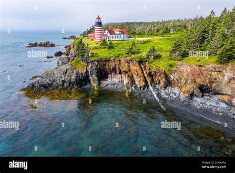 West Quoddy Head Lighthouse, Quoddy Head State Park, Lubec, Maine, USA ...