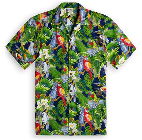 Parrot Legend Navy - Hawaiian Shirt Shop UK