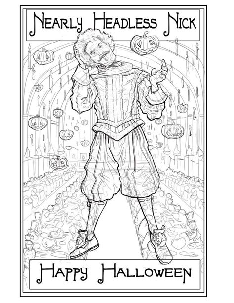 Nearly Headless Nick by Kurt Kress in 2022 | Harry potter coloring pages, Harry potter artwork ...