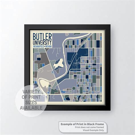 Butler University Campus Art Map Print indianapolis Indiana - Etsy