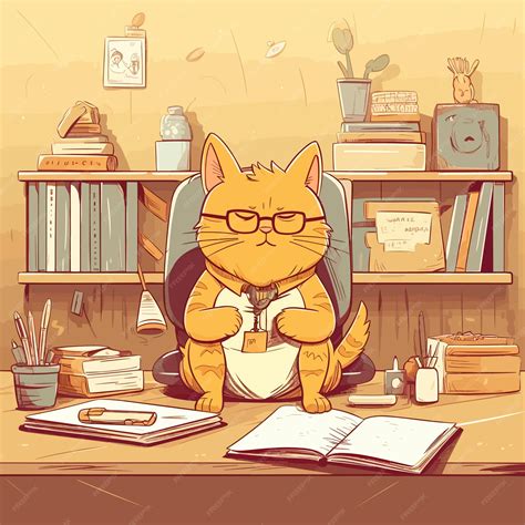 Premium Vector | Cat reading book cartoon vector illustration