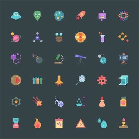 Download 104 free science-themed icons for your next design project