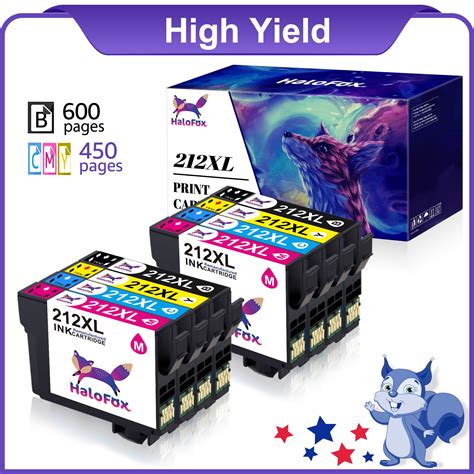 212 212XL Ink Cartridges Replacement for Epson WF-2850 XP-4105 XP-4100 WF-2830 Ink (Black, Cyan ...