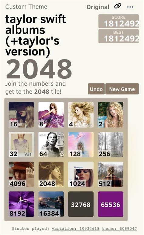 finally finished that 2048 game to completion : r/TaylorSwift