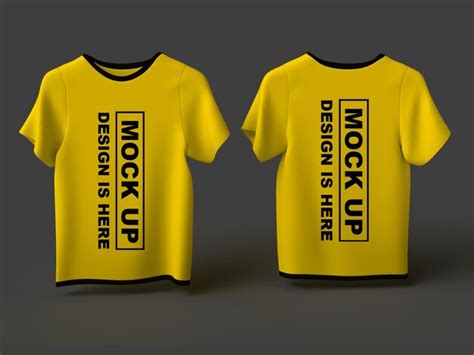 Premium PSD | Tshirt mockup front and back mockup yellow tshirt mockup clothing mockup