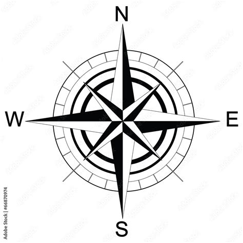 black and white compass. Raster Stock Illustration | Adobe Stock