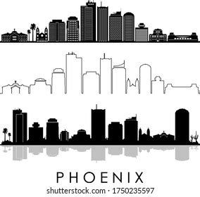 Phoenix City Arizona Skyline Silhouette Cityscape Stock Vector (Royalty ...