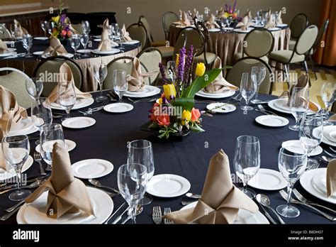 Detroit Michigan A table set for a banquet in the hotel at the Greektown Casino Stock Photo - Alamy