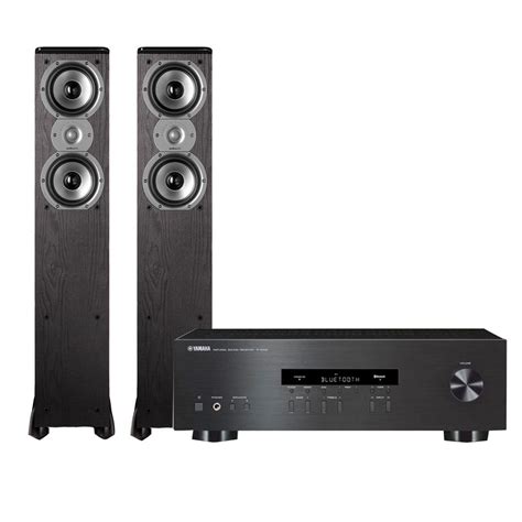 Yamaha R-S202 Stereo Receiver with Bluetooth and Polk TSi300 3-Way Tower Speakers with Two 5-1/4 ...