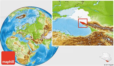 Physical Location Map of Sochi, highlighted parent region