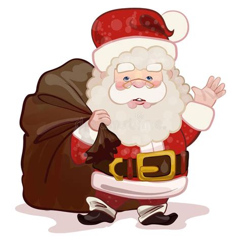 Santa Claus Wave His Hand and Brings Presents Stock Vector - Illustration of brings, cheerful ...