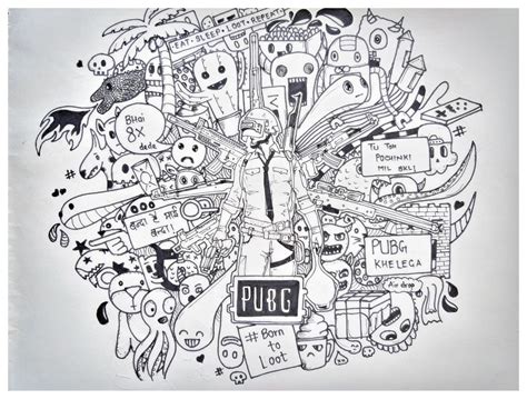 Doodle doodling pubg gaming sketchbook marker pencil art creative | Doodle drawings, Sketch book ...