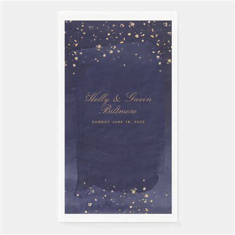 Sapphire & Gold Wedding Dinner Napkins | Zazzle