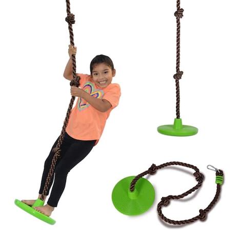 Swurfer Disco 3-in-1 Multi-Purpose Sit, Stand and Climb Disc Swing, Heavy-Duty Climbing Rope ...