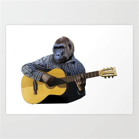 Gorilla Playing Guitar Art Print by epicguitarshirts | Society6