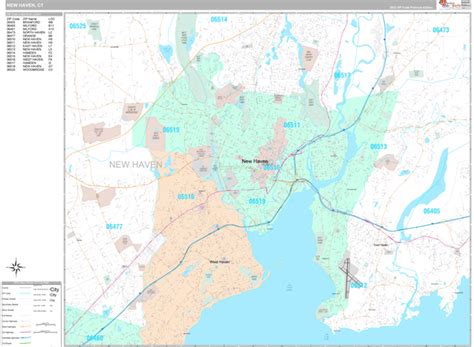 New Haven Connecticut Wall Map (Premium Style) by MarketMAPS - MapSales