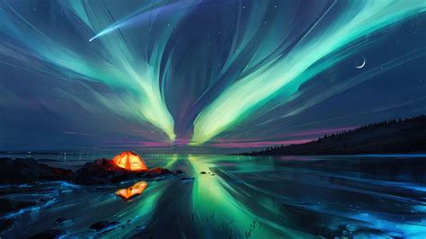Northern Lights Night Sky 4K #8650i Wallpaper PC Desktop