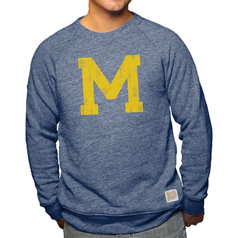 Michigan Wolverines Retro TriBlend Crewneck Sweatshirt Navy CMIC108B ...