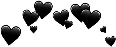 Download Hearts Black Emoji Transparent Background - Black Heart Emoji Crown Clipart - Full Size ...